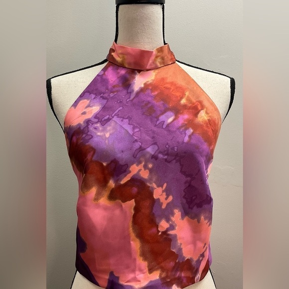 NWT Sigrid Olsen Smocked Crop Tie Halter Top - Picture 4 of 11